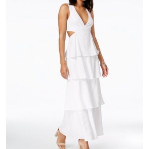 Bardot Cutout Ruffle Tiered Maxi Dress